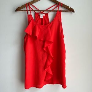 Poetry Sz S Coral Orange Ruffle Top Tank Top